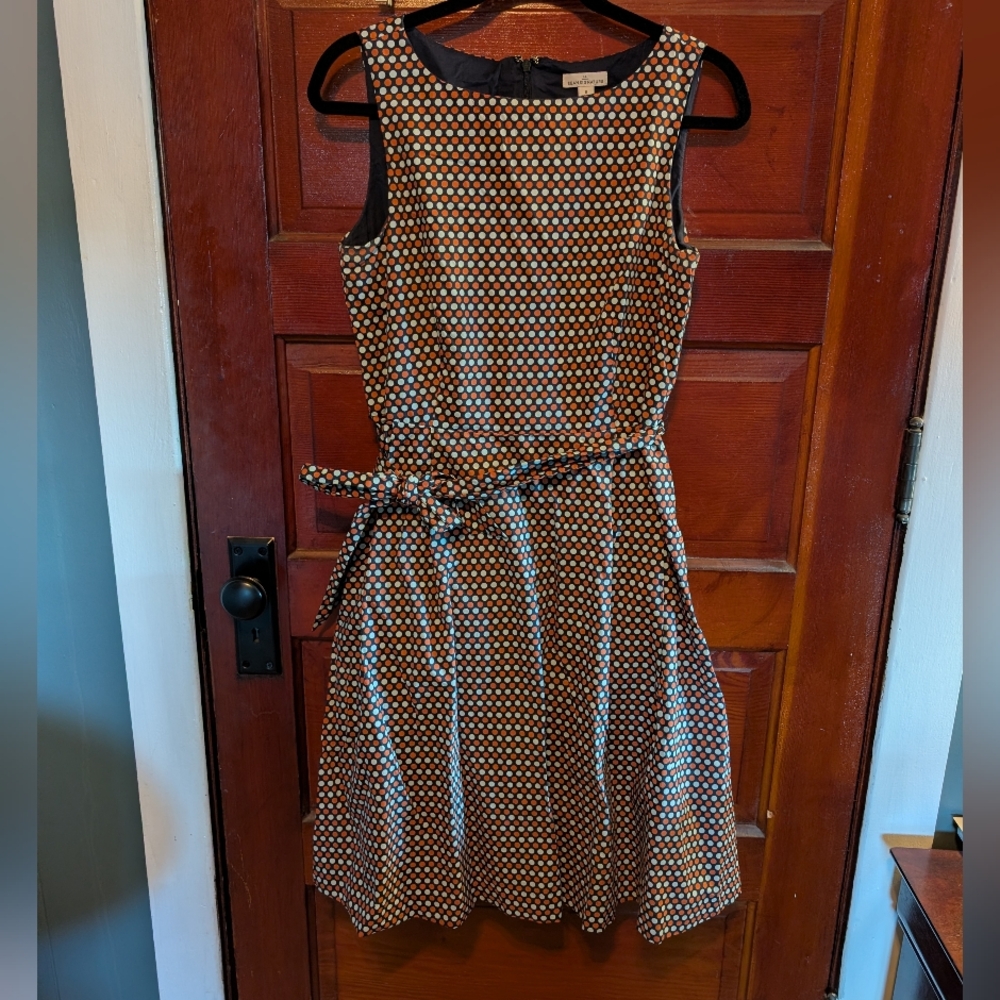LL Bean Cotton Polka Dot Dress With Belt